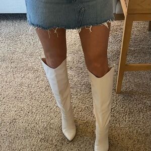Women's White Knee-High Boots